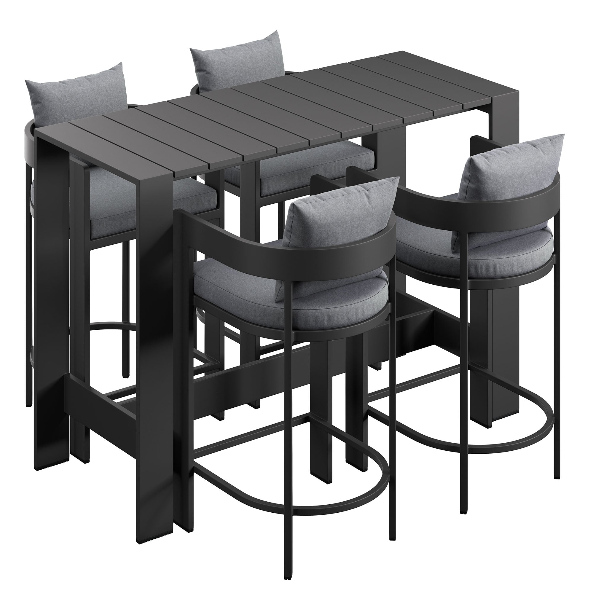 Tahoe 5-Piece Outdoor Patio Bar Table Set - Gray