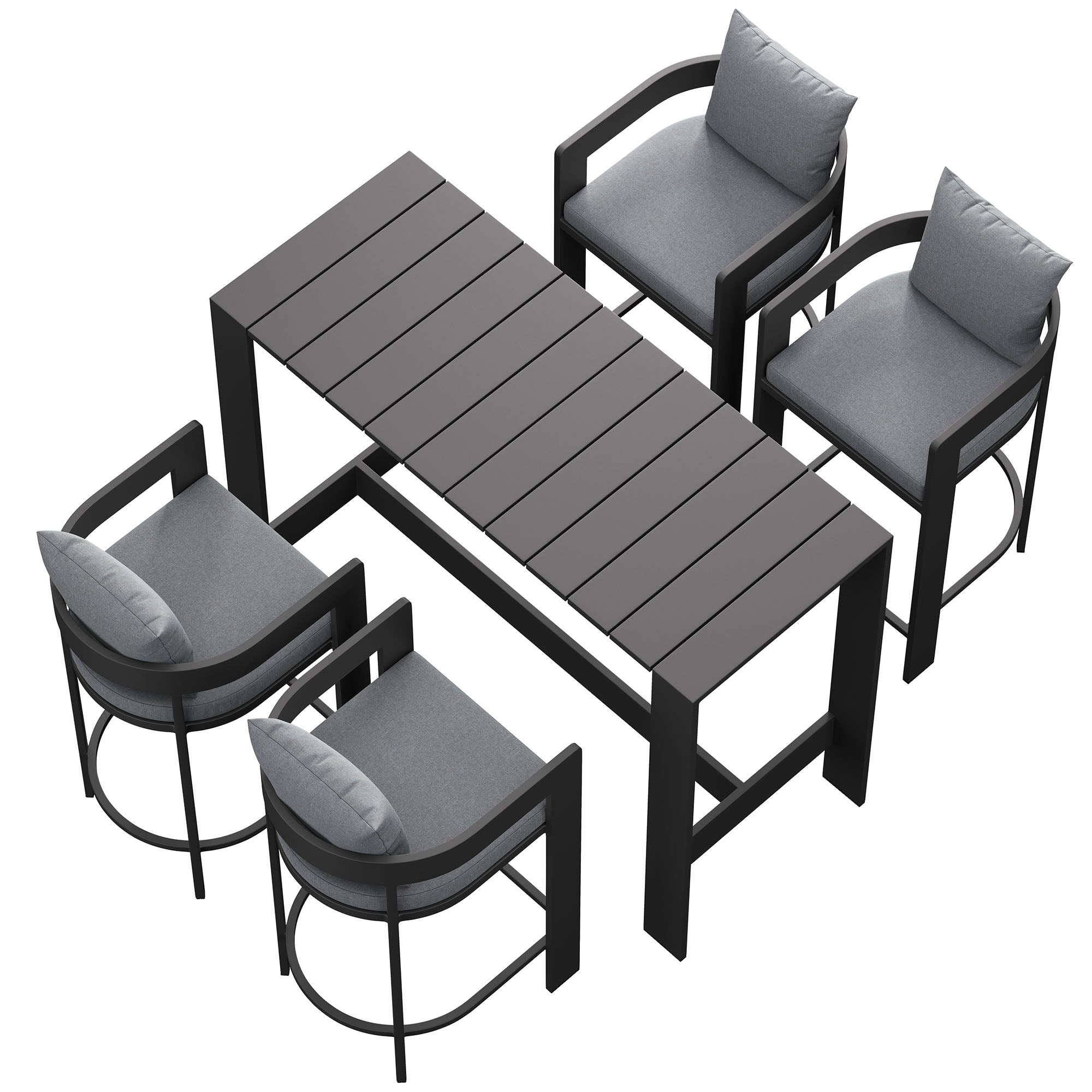 Tahoe 5-Piece Outdoor Patio Bar Table Set - Gray