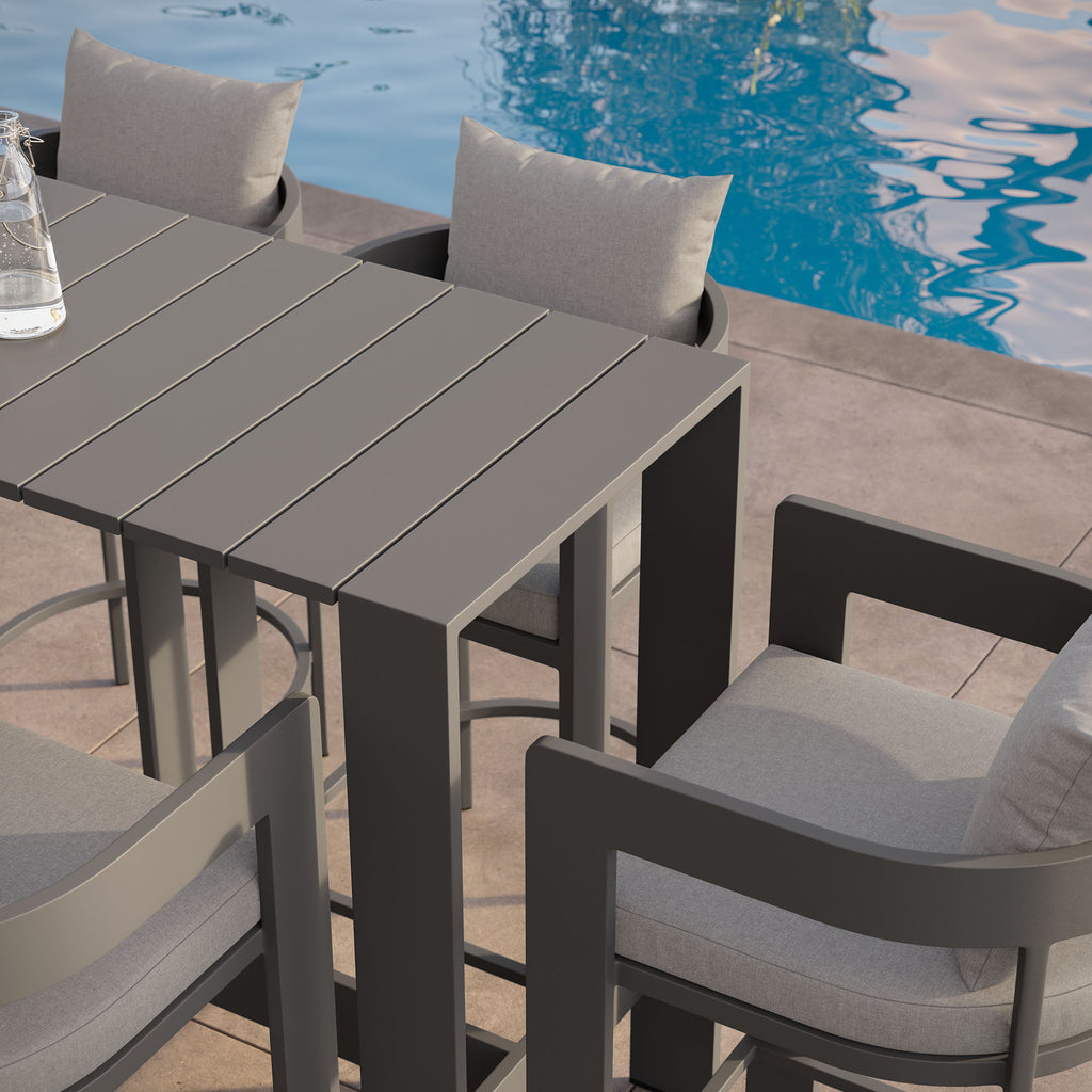 Tahoe 5-Piece Outdoor Patio Bar Table Set - Gray
