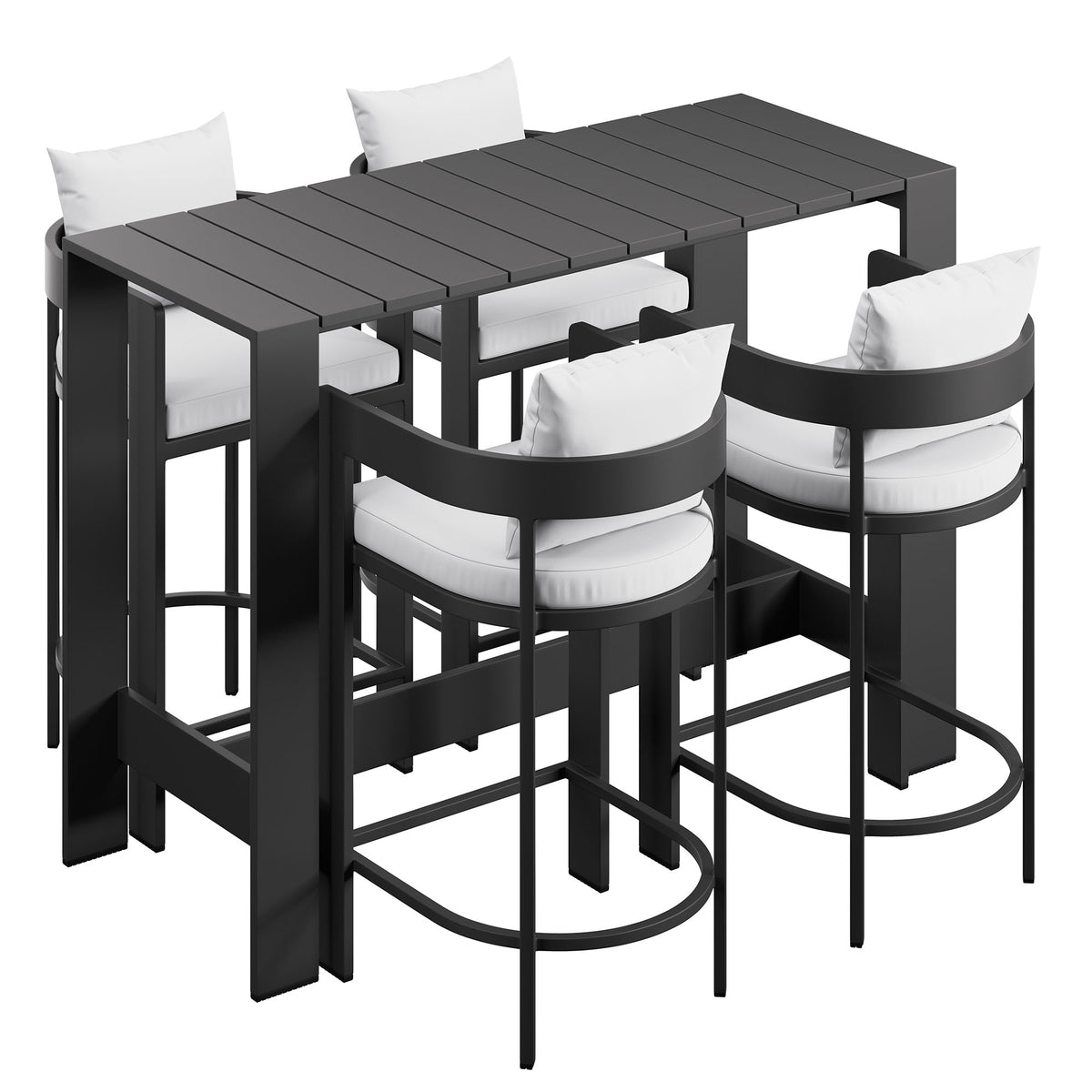 Tahoe 5-Piece Outdoor Patio Bar Table Set - White