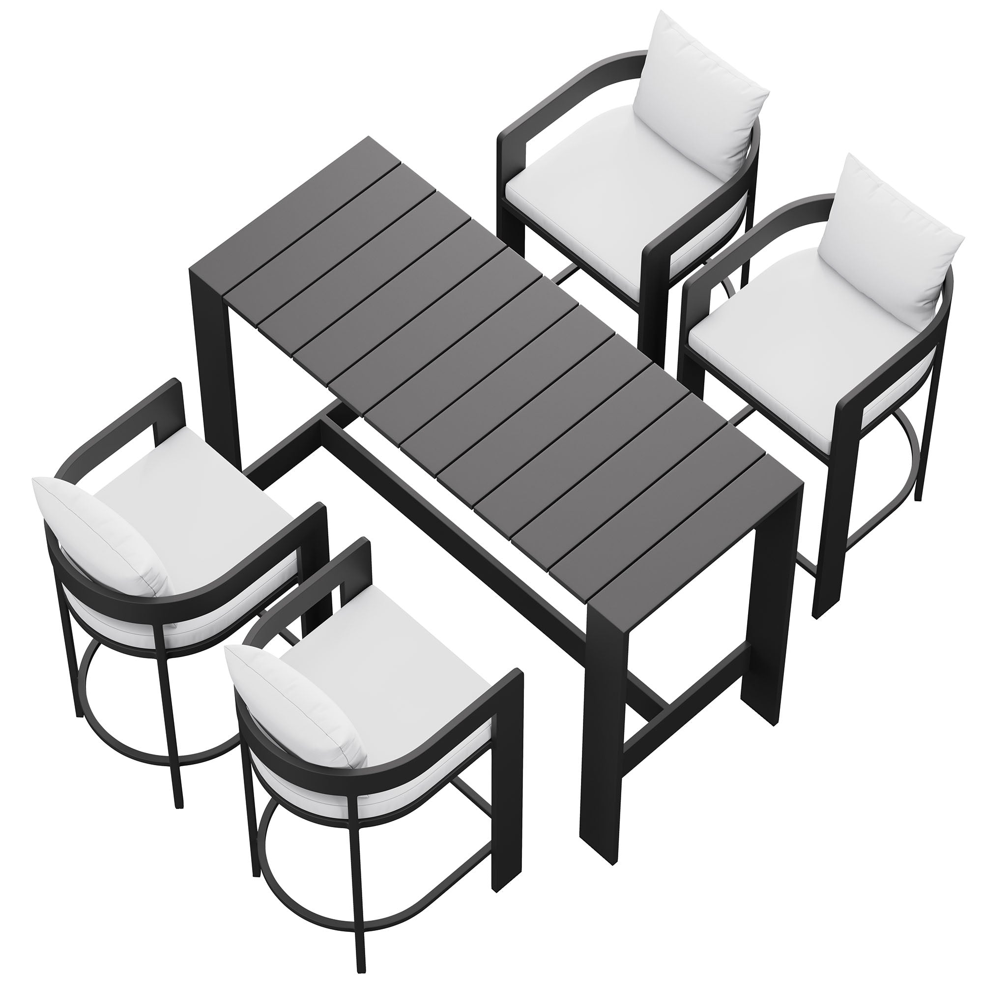 Tahoe 5-Piece Outdoor Patio Bar Table Set - White