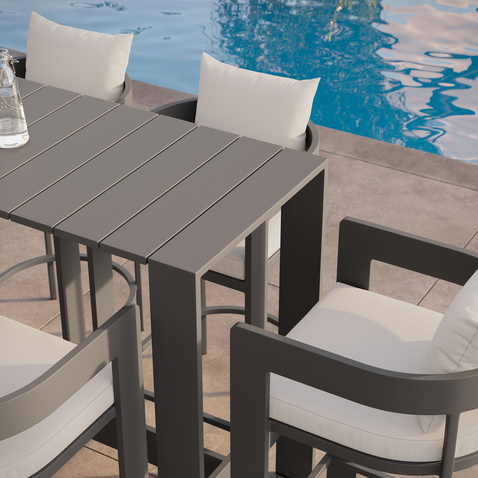 Tahoe 5-Piece Outdoor Patio Bar Table Set - White