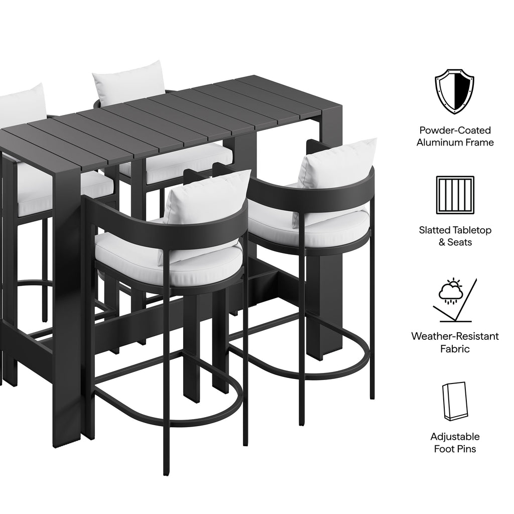 Tahoe 5-Piece Outdoor Patio Bar Table Set - White