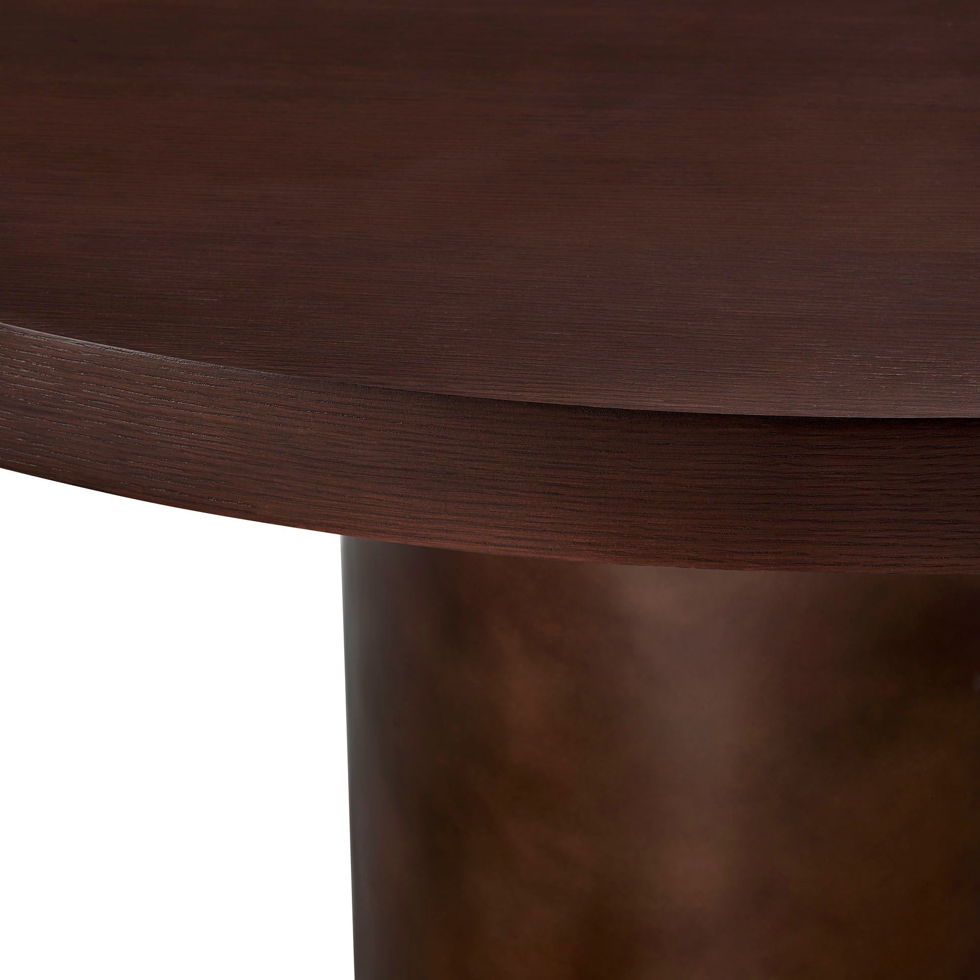Annette 54 Inch Round Pedestal Base Dining Table - Dark Walnut Burnished Brass