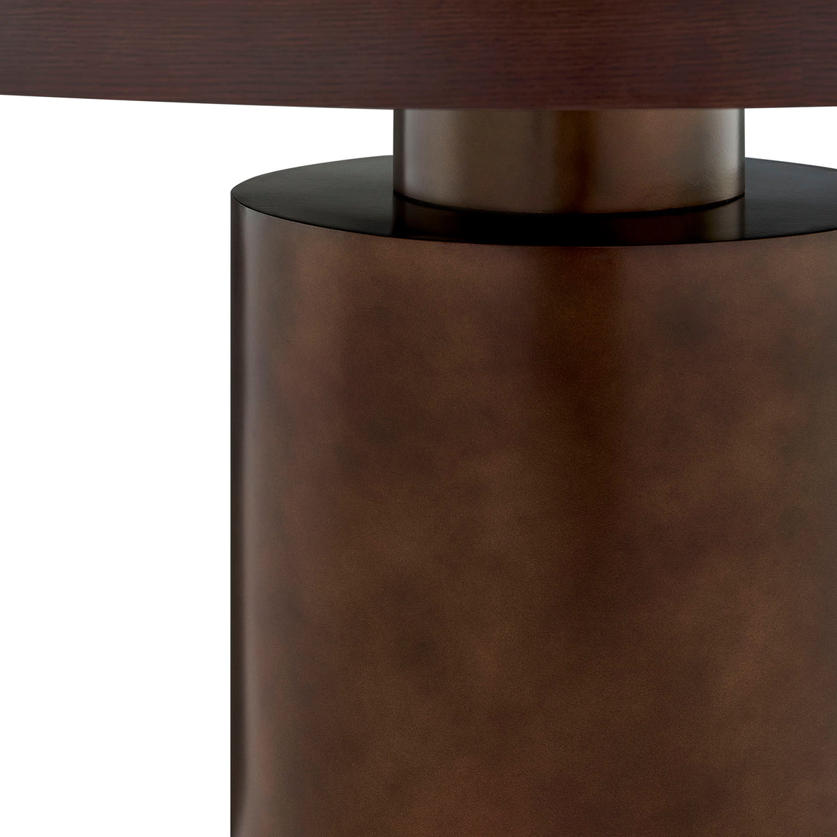 Annette 54 Inch Round Pedestal Base Dining Table - Dark Walnut Burnished Brass