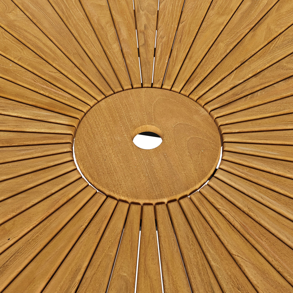 Cielo 59" Sunburst Outdoor Patio Teak Dining Table - Natural