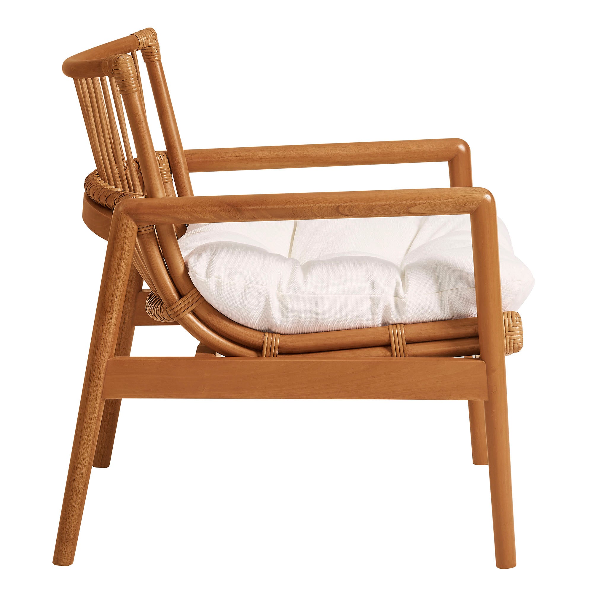 Tula Wood Rattan Lounge Chair - Brown