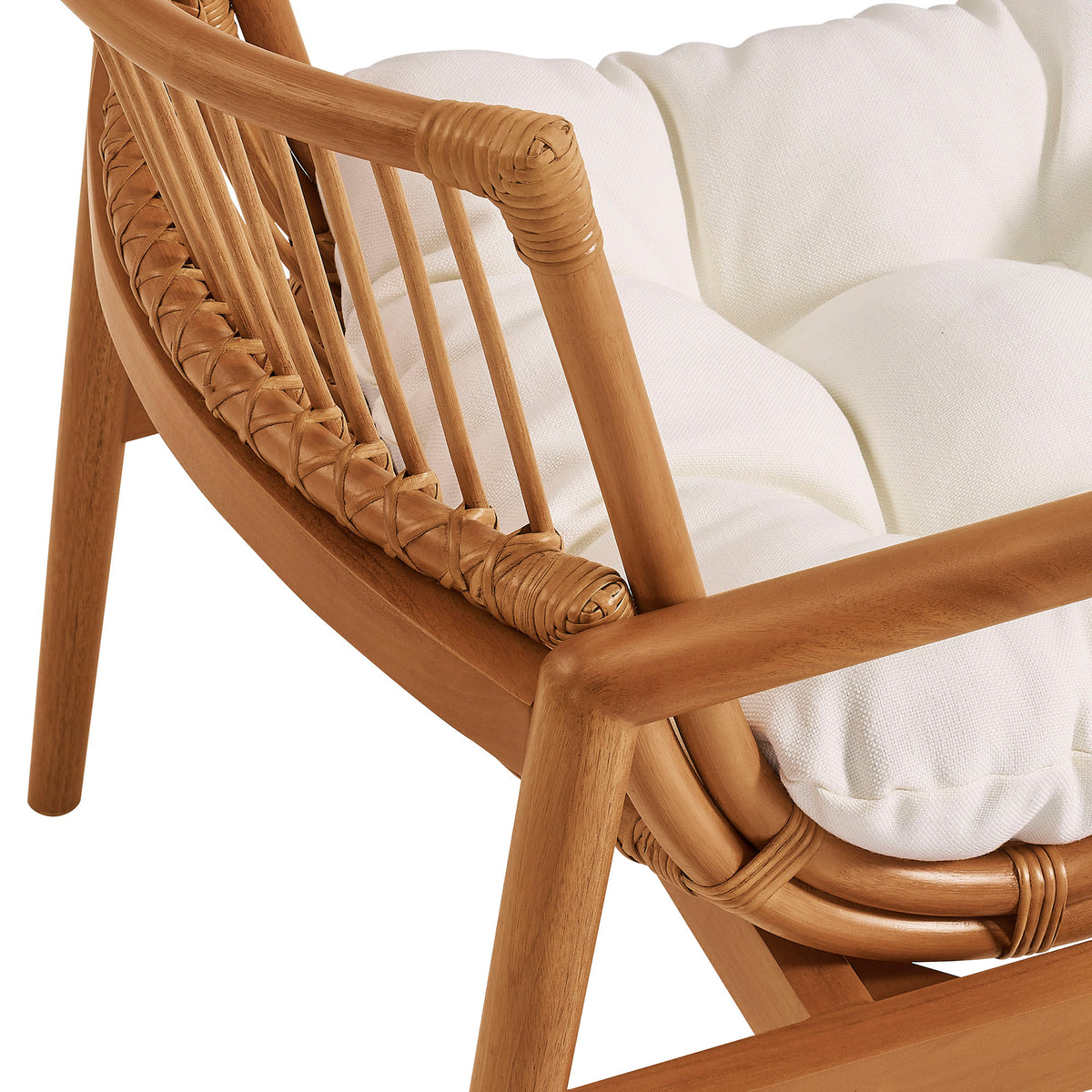 Tula Wood Rattan Lounge Chair - Brown
