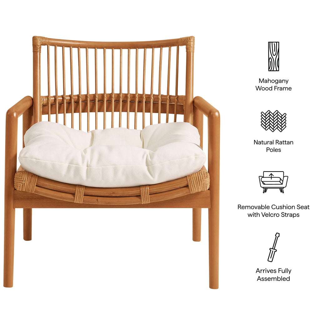 Tula Wood Rattan Lounge Chair - Brown