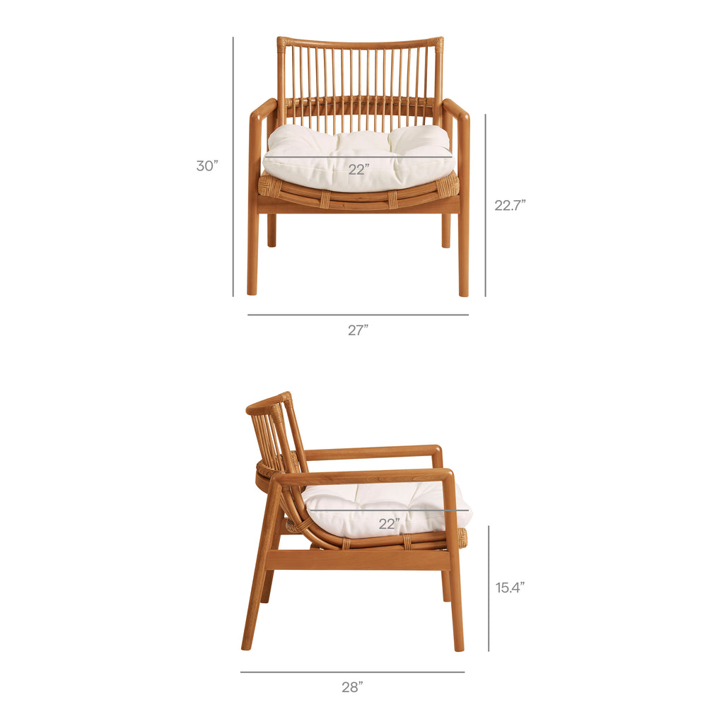 Tula Wood Rattan Lounge Chair - Brown