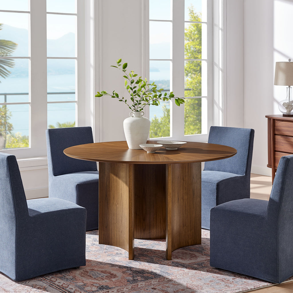 Sloane 54 Inch Round Dining Table - Walnut