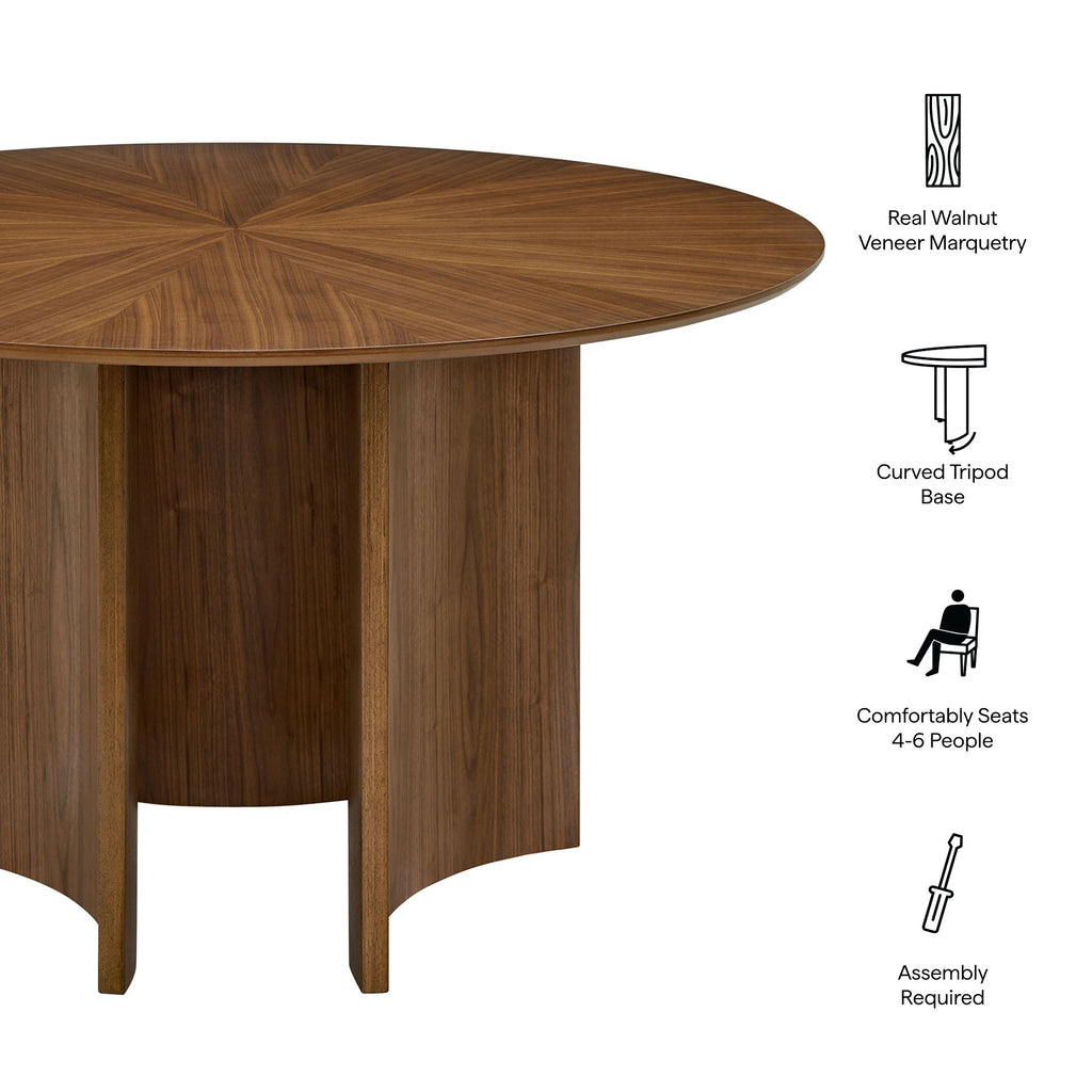 Sloane 54 Inch Round Dining Table - Walnut