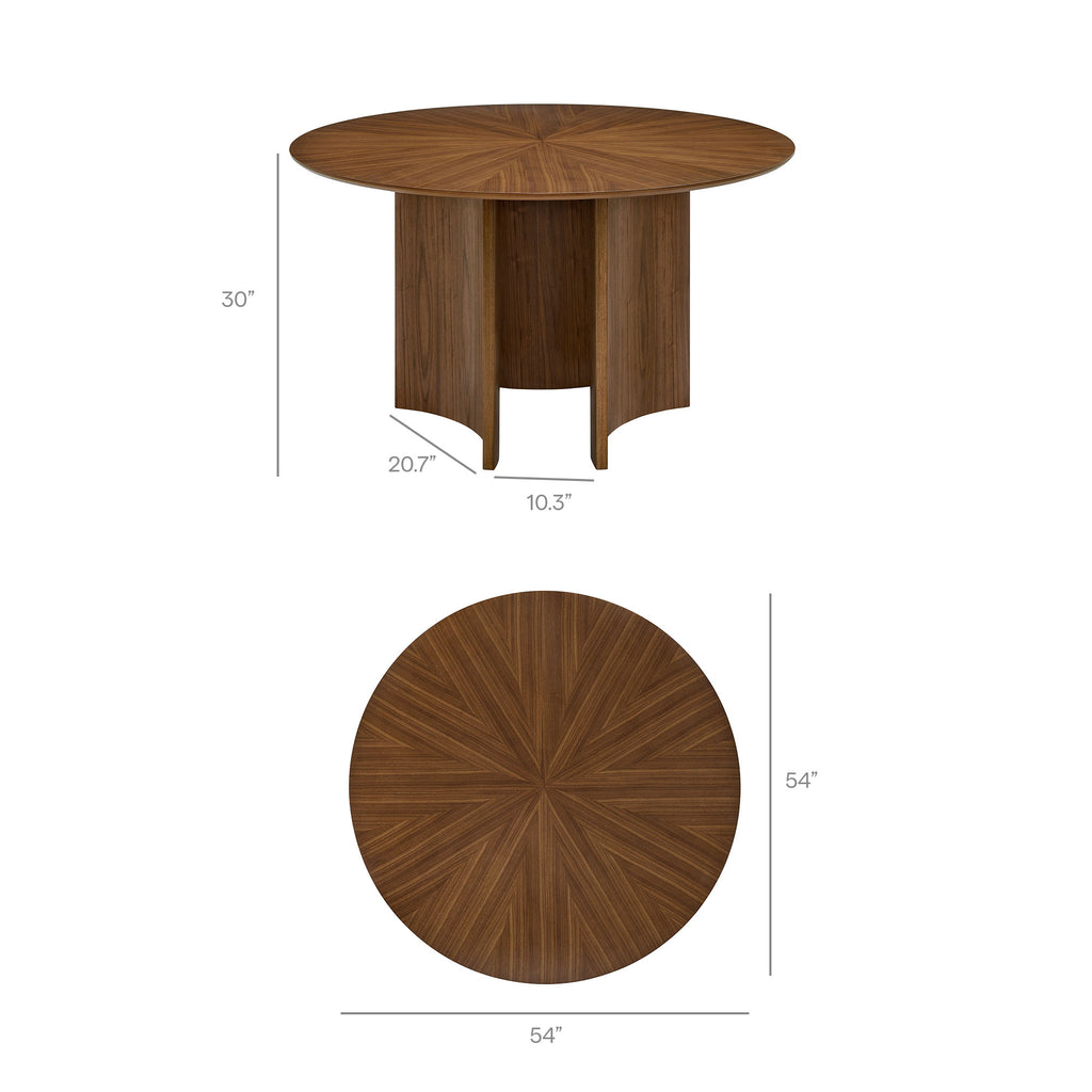 Sloane 54 Inch Round Dining Table - Walnut