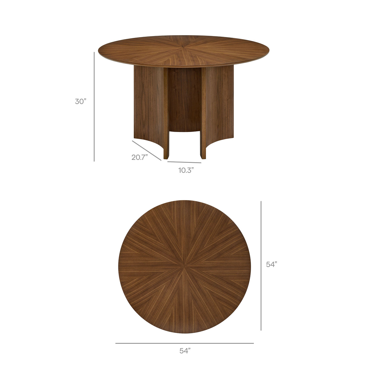 Sloane 54 Inch Round Dining Table - Walnut