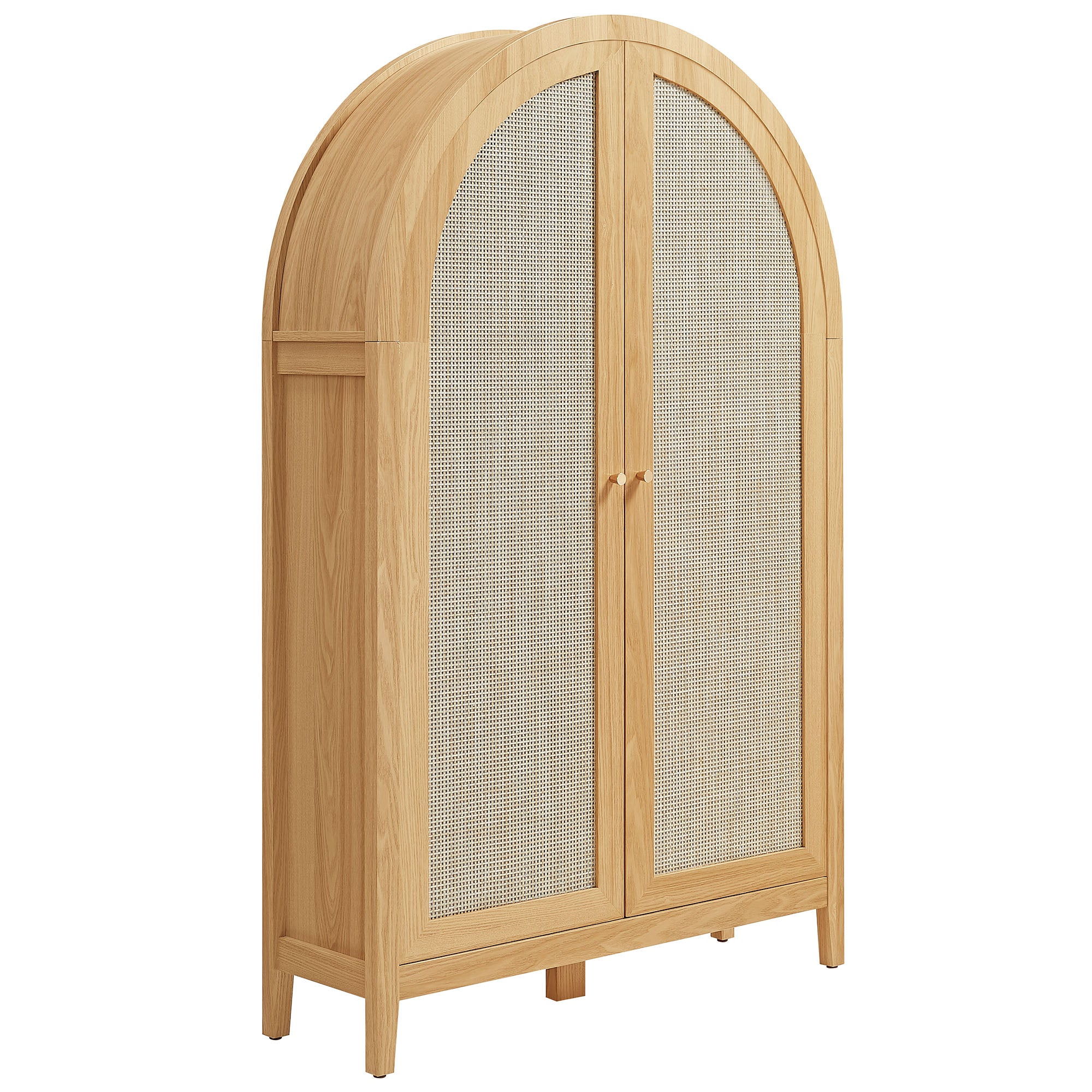 Calista 63 Inch Arched Storage Cabinet With Folding Desk - Oak