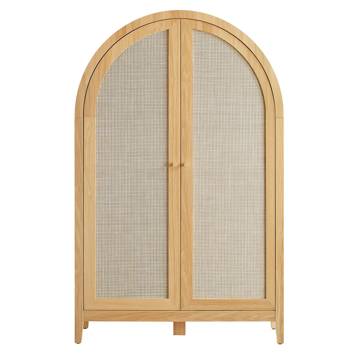 Calista 63 Inch Arched Storage Cabinet With Folding Desk - Oak