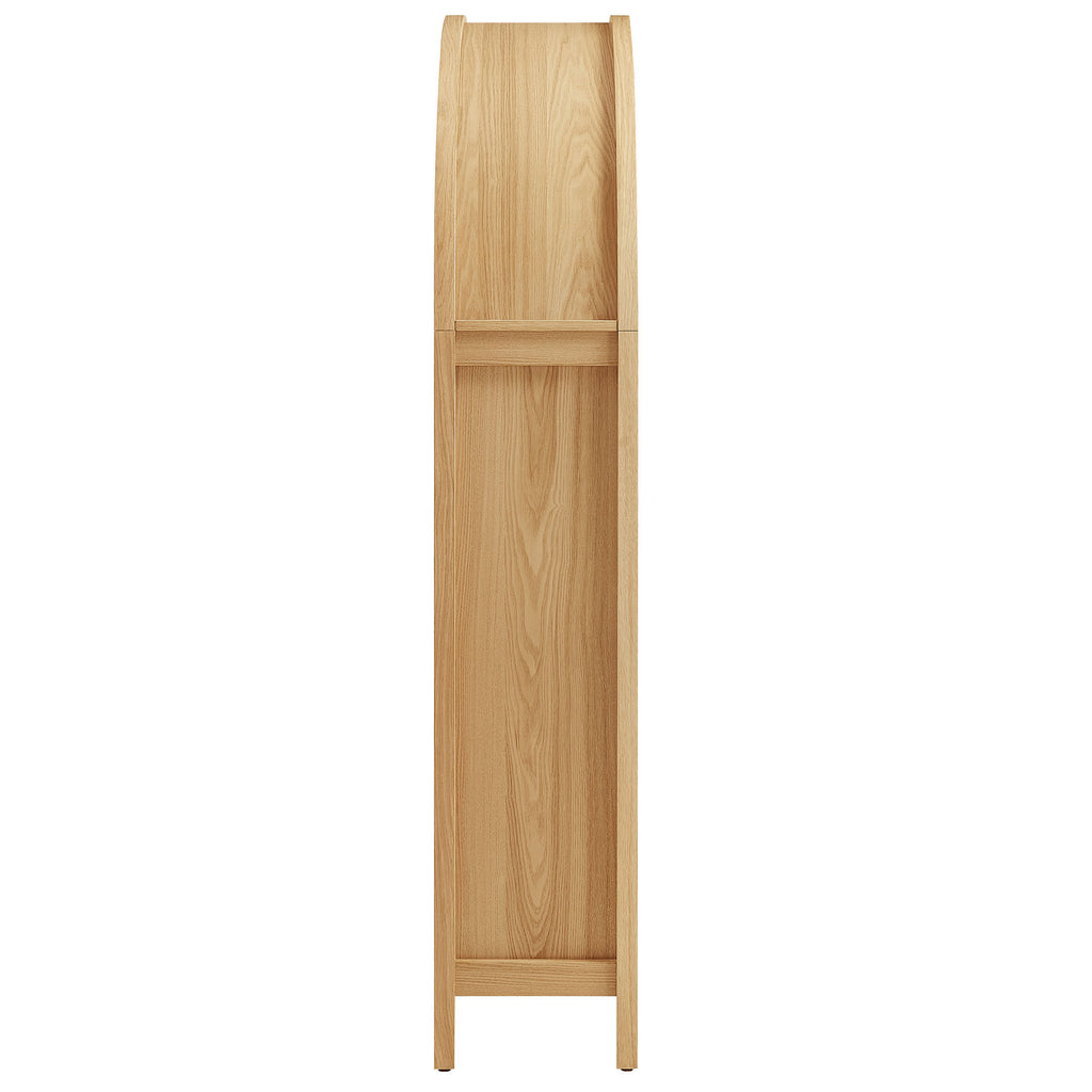 Calista 63 Inch Arched Storage Cabinet With Folding Desk - Oak