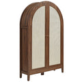 Calista 63 Inch Arched Storage Cabinet With Folding Desk - Walnut