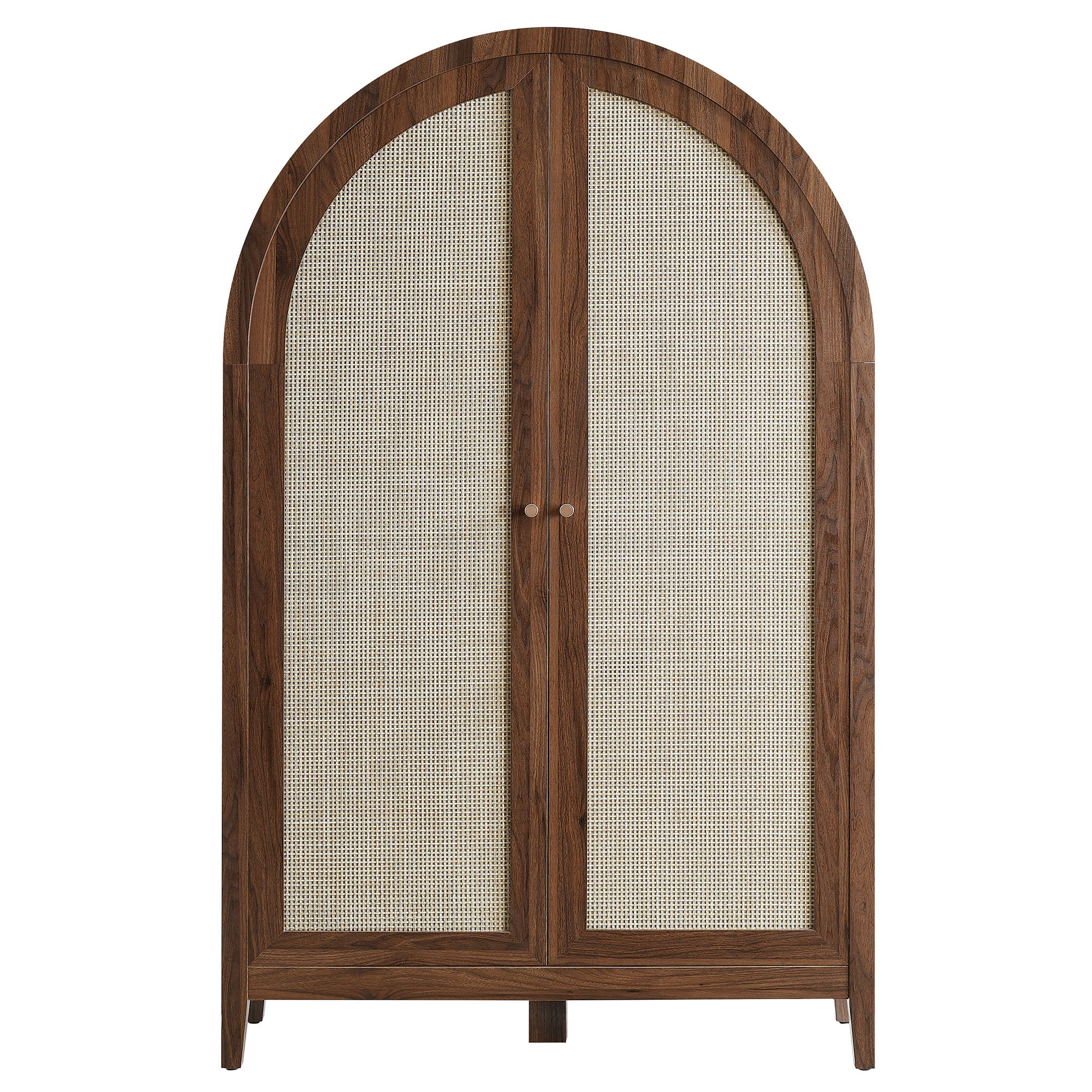 Calista 63 Inch Arched Storage Cabinet With Folding Desk - Walnut