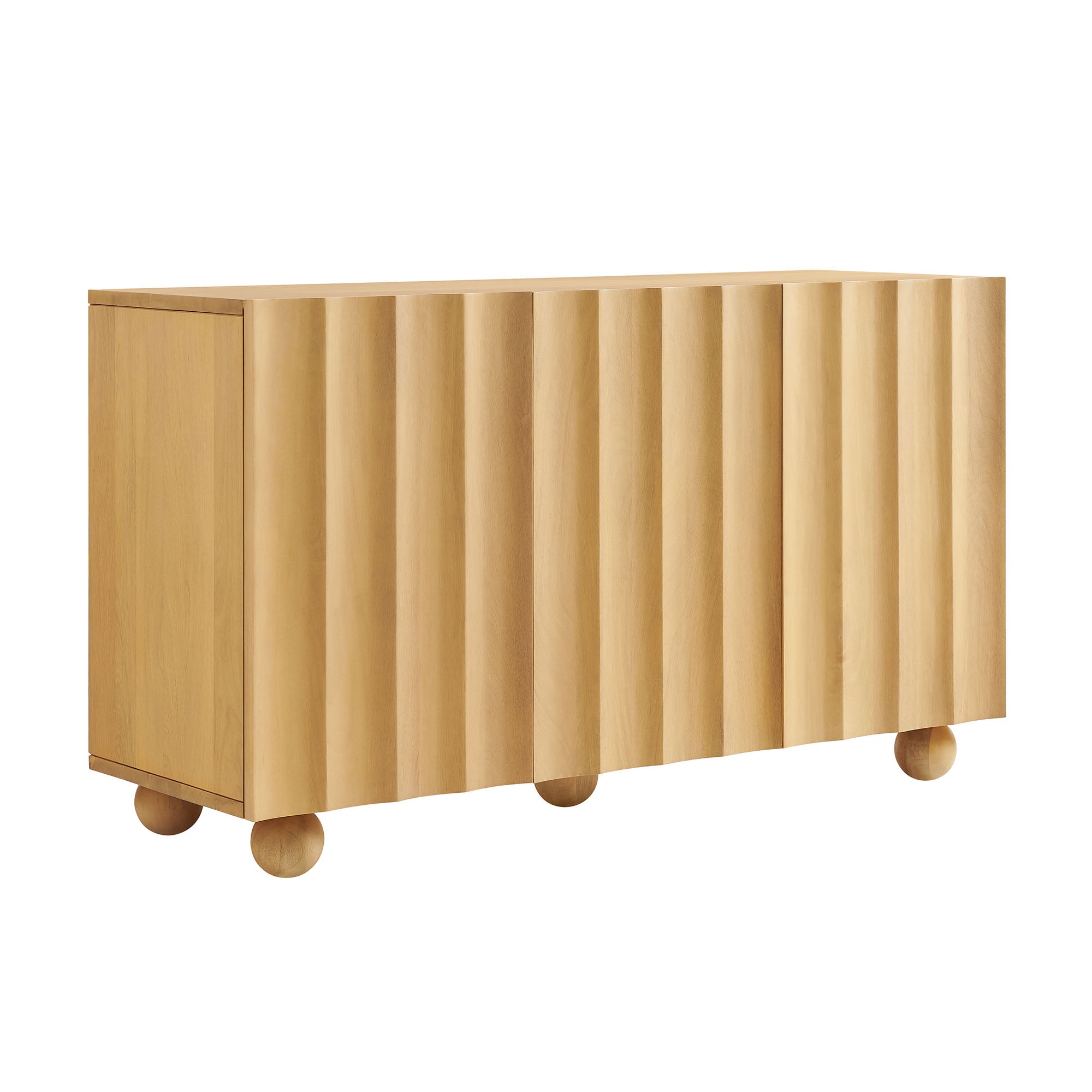 Sorren 54 Inch Scalloped Wood 3-Door Sideboard - Natural