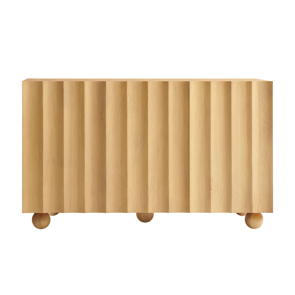 Sorren 54 Inch Scalloped Wood 3-Door Sideboard - Natural