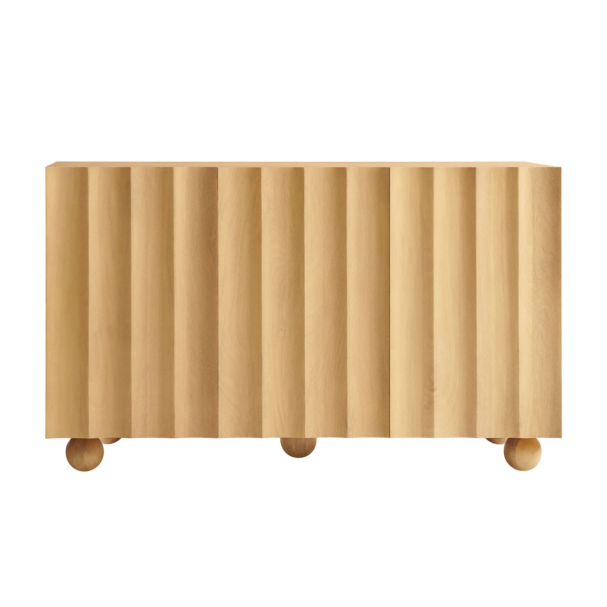 Sorren 54 Inch Scalloped Wood 3-Door Sideboard - Natural