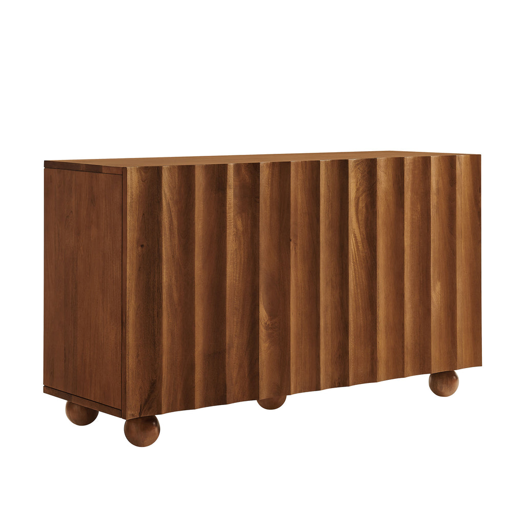 Sorren 54 Inch Scalloped Wood 3-Door Sideboard - Walnut
