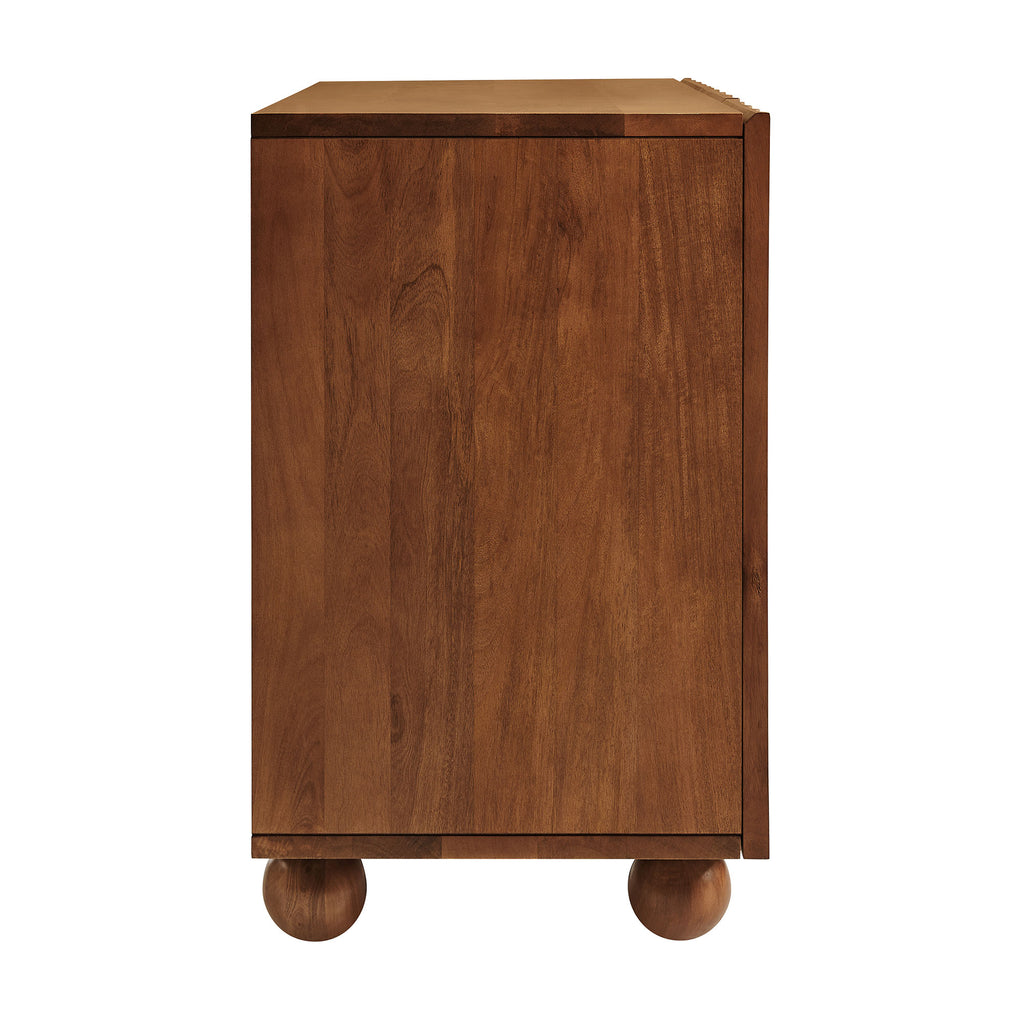 Sorren 54 Inch Scalloped Wood 3-Door Sideboard - Walnut