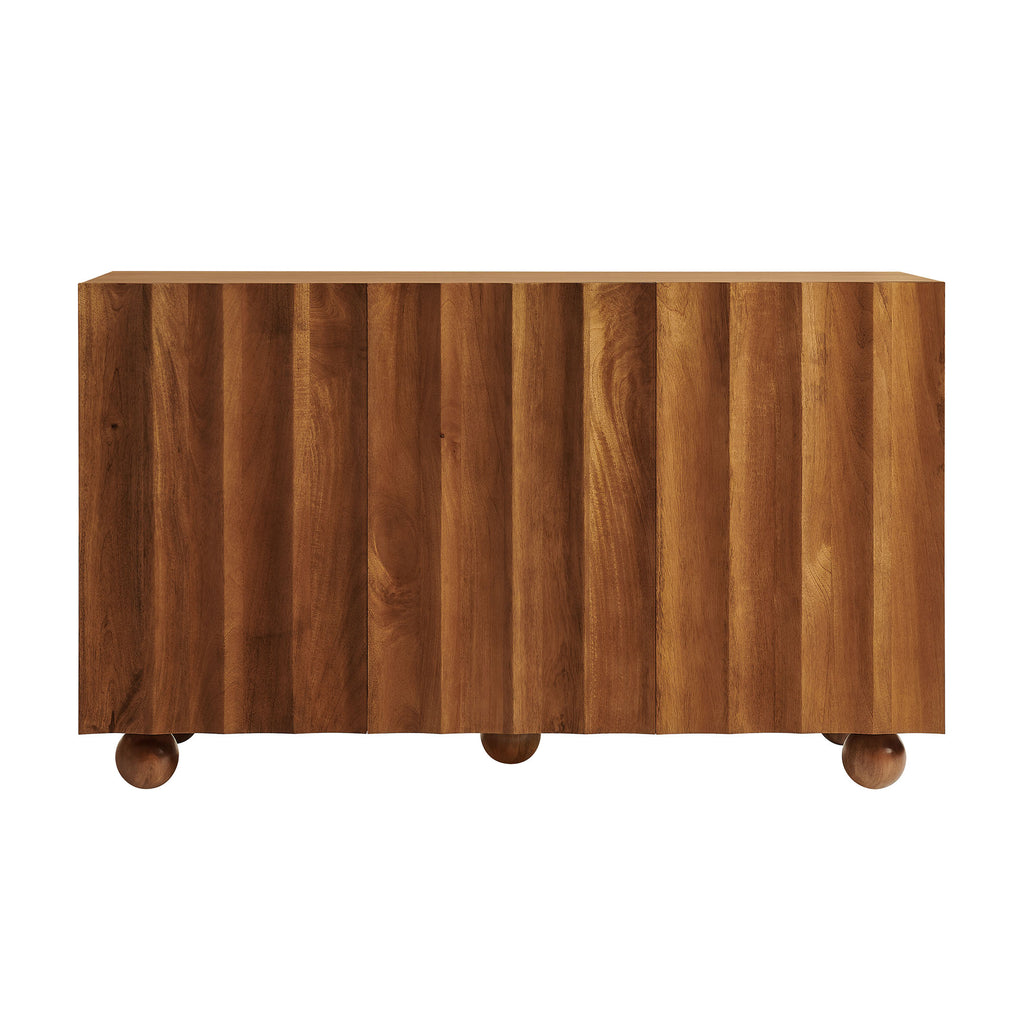 Sorren 54 Inch Scalloped Wood 3-Door Sideboard - Walnut