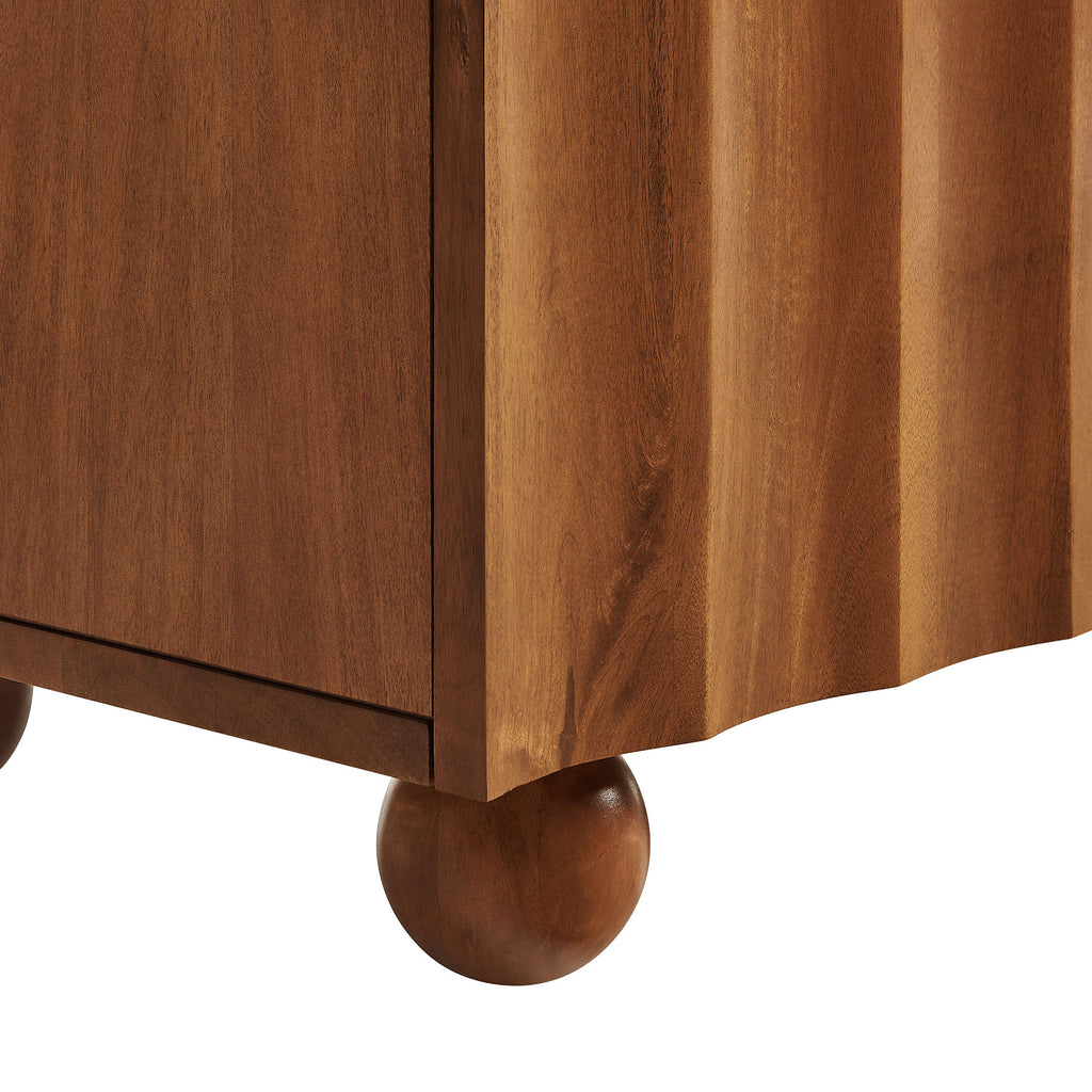 Sorren 54 Inch Scalloped Wood 3-Door Sideboard - Walnut