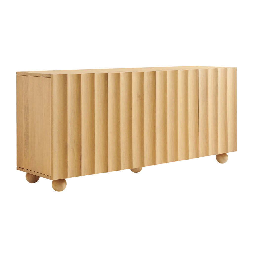 Sorren 72 Inch Scalloped Wood 4-Door Sideboard - Natural
