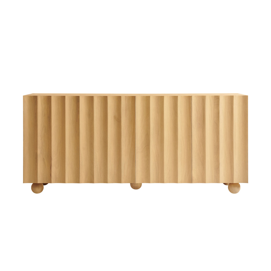 Sorren 72 Inch Scalloped Wood 4-Door Sideboard - Natural