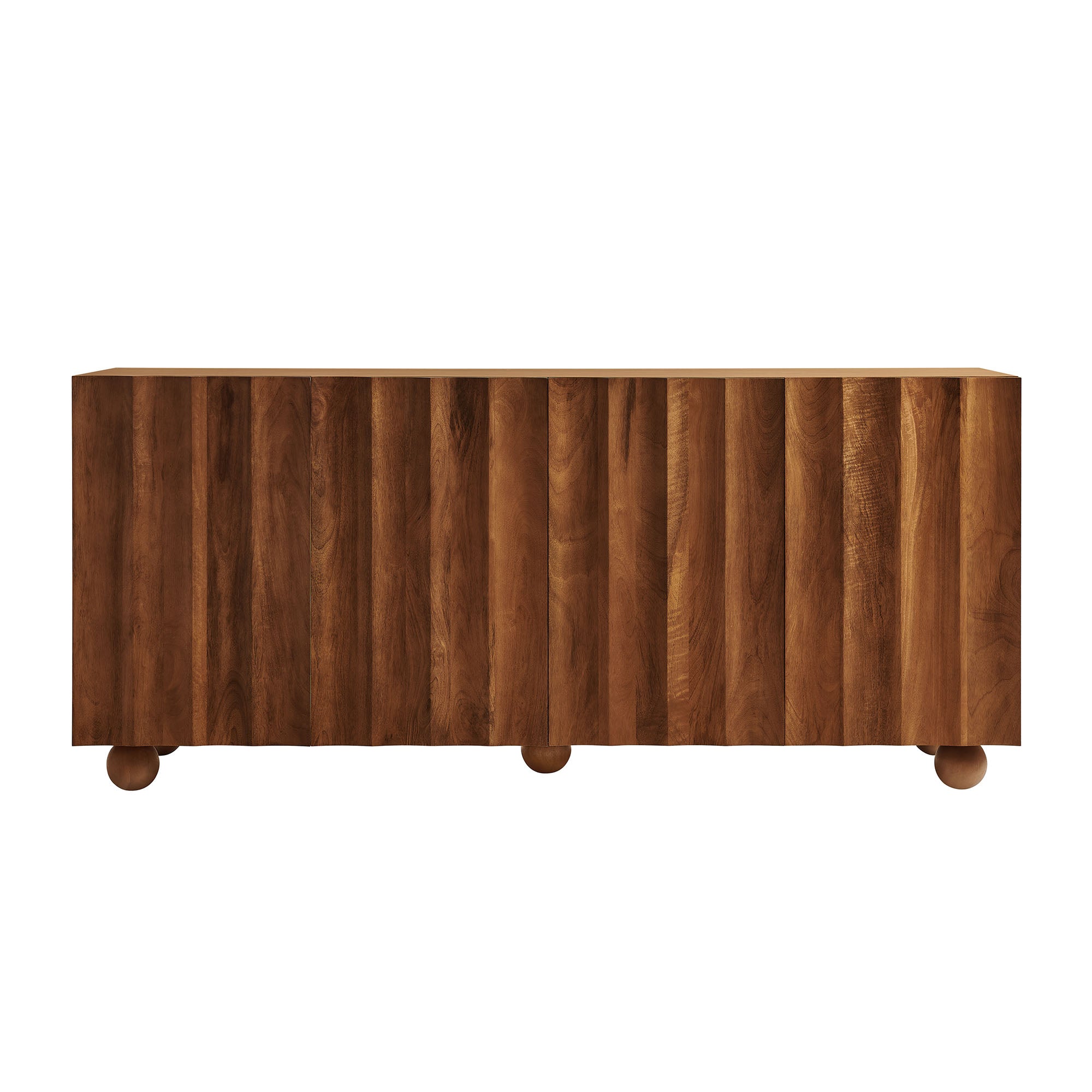 Sorren 72 Inch Scalloped Wood 4-Door Sideboard - Walnut