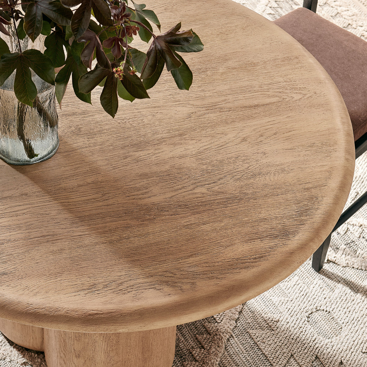 Tori 48 Inch Round Indoor and Outdoor Patio Dining Table - Oak