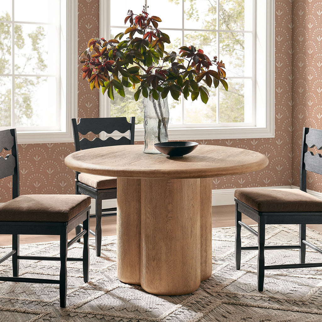 Tori 48 Inch Round Indoor and Outdoor Patio Dining Table - Oak