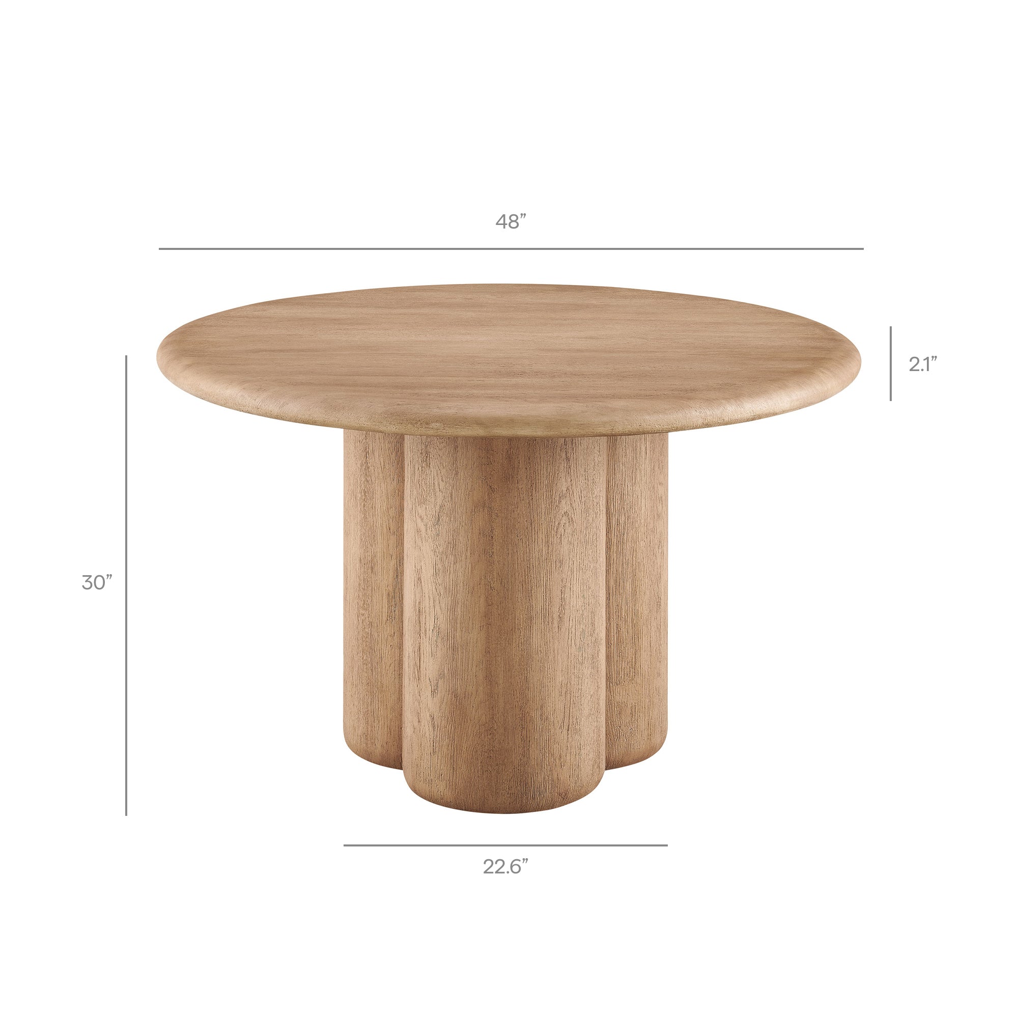 Tori 48 Inch Round Indoor and Outdoor Patio Dining Table - Oak