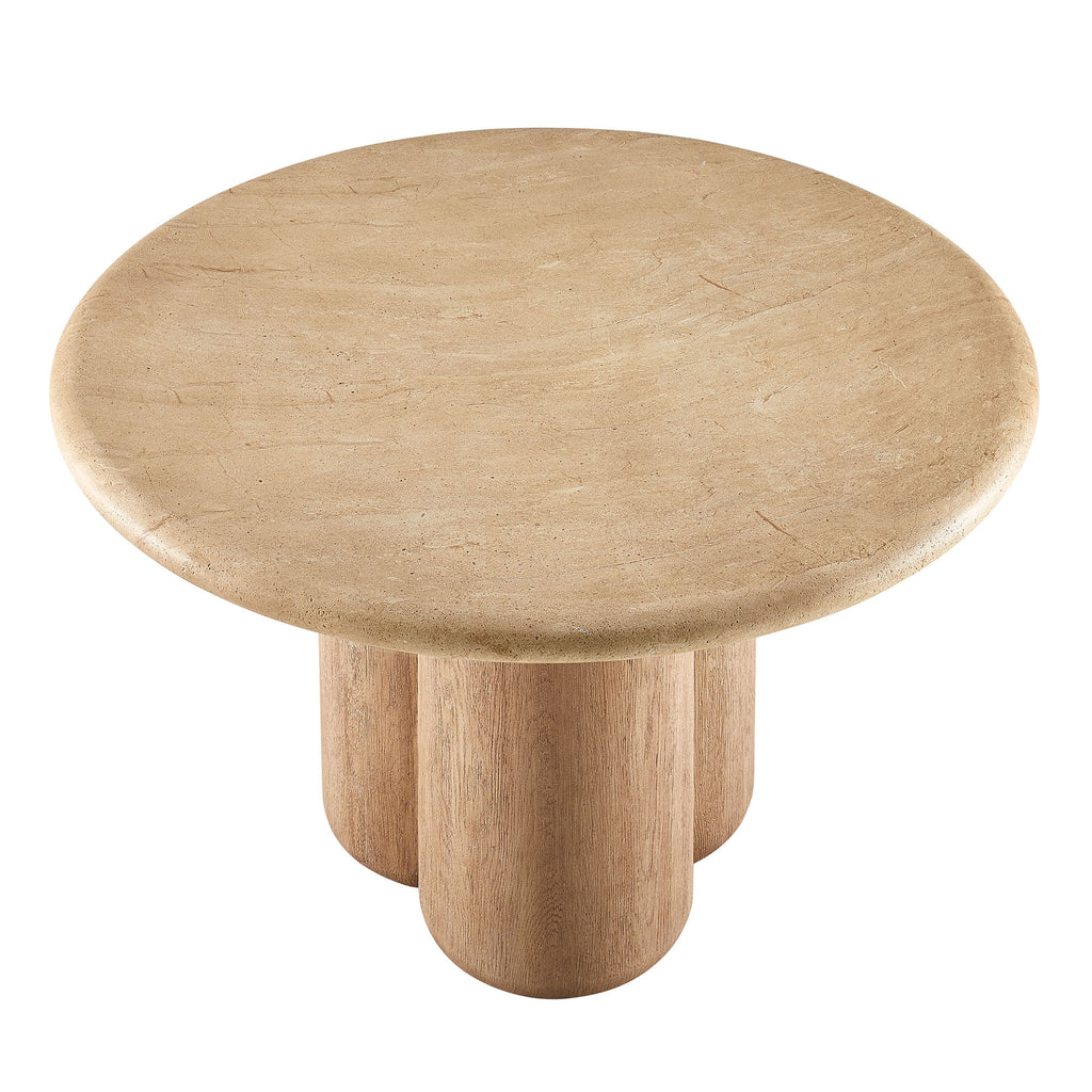 Tori 48 Inch Round Indoor and Outdoor Patio Dining Table - Travertine