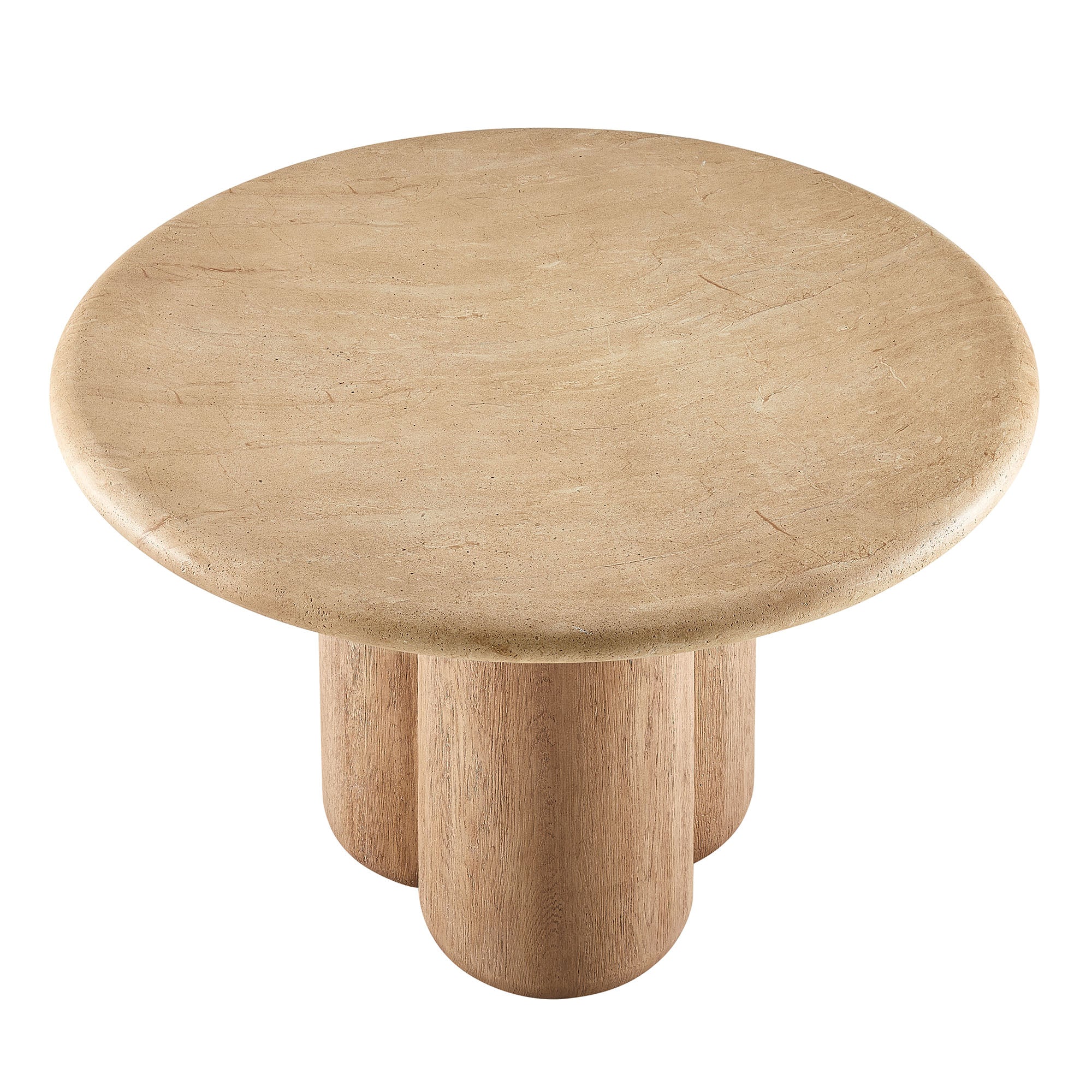 Tori 48 Inch Round Indoor and Outdoor Patio Dining Table - Travertine