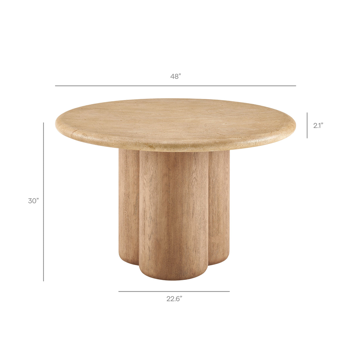 Tori 48 Inch Round Indoor and Outdoor Patio Dining Table - Travertine