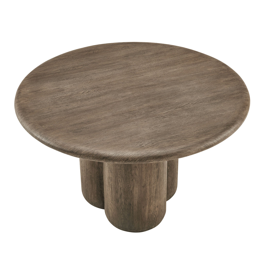Tori 48 Inch Round Indoor and Outdoor Patio Dining Table - Weathered Walnut