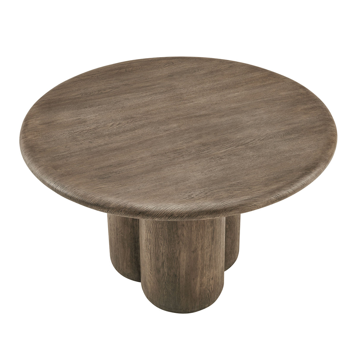 Tori 48 Inch Round Indoor and Outdoor Patio Dining Table - Weathered Walnut