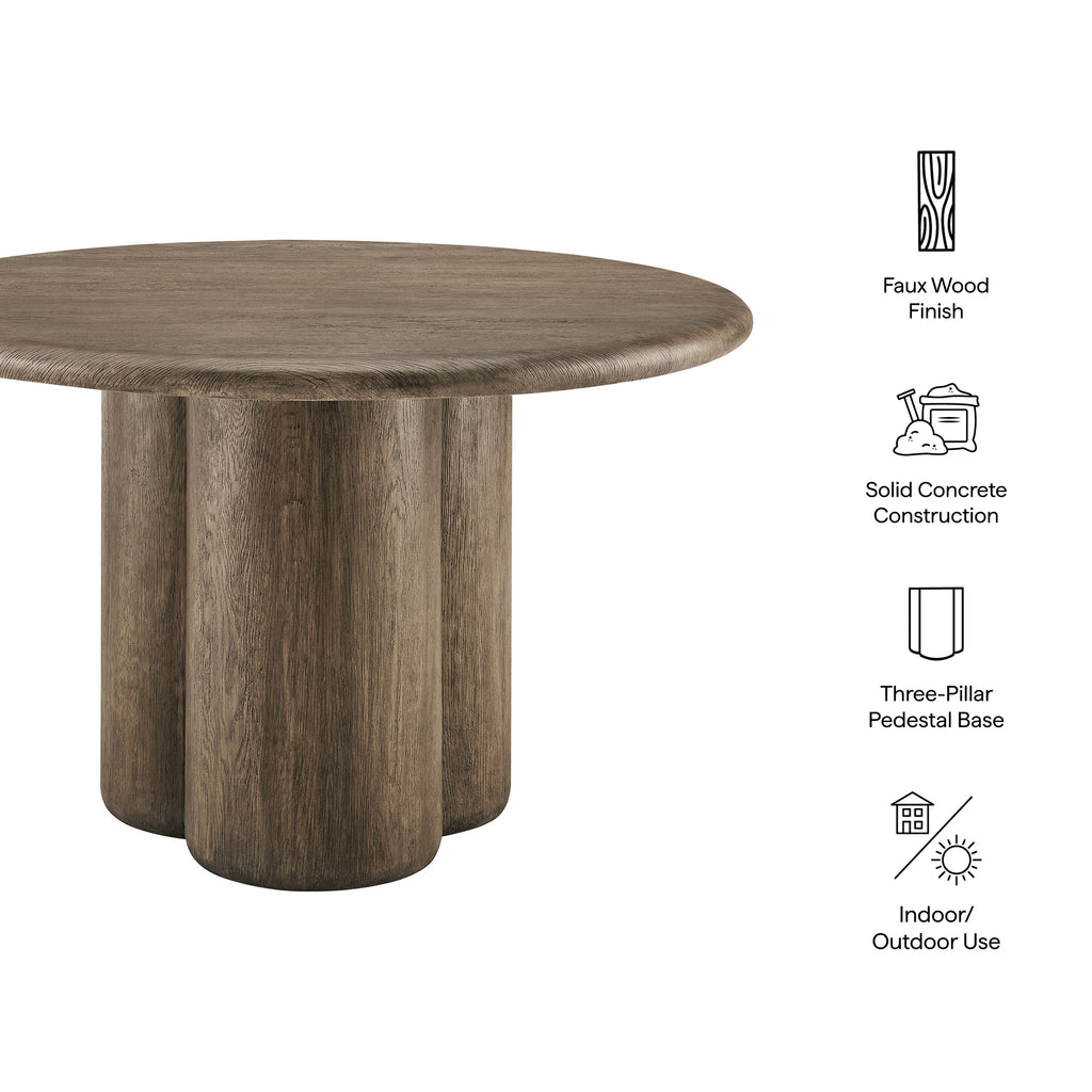 Tori 48 Inch Round Indoor and Outdoor Patio Dining Table - Weathered Walnut