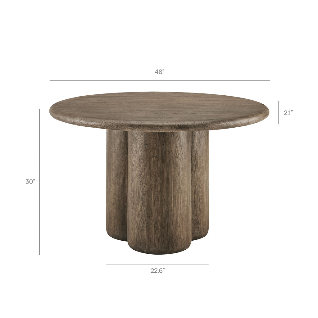 Tori 48 Inch Round Indoor and Outdoor Patio Dining Table - Weathered Walnut