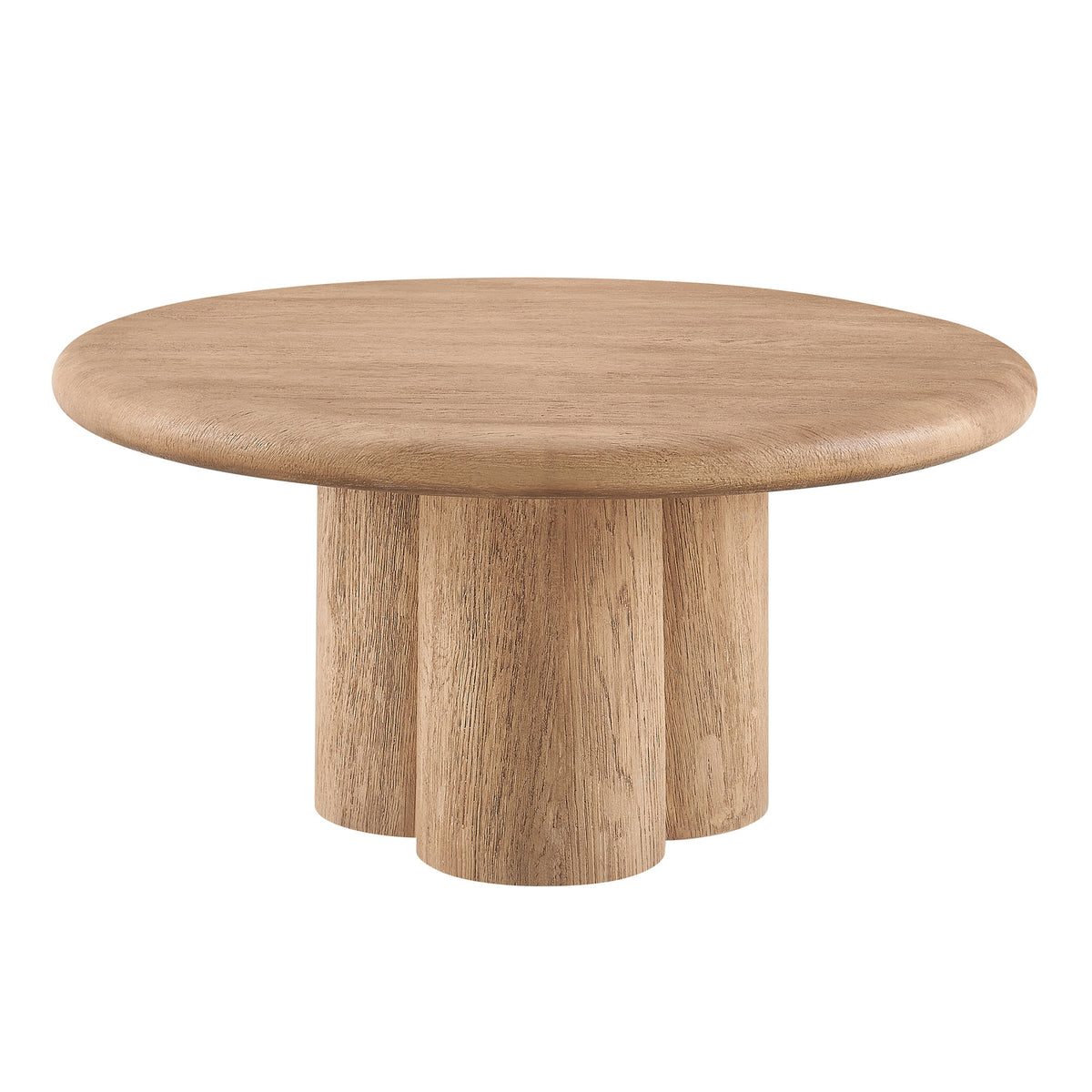 Tori 31 Inch Round Indoor and Outdoor Patio Coffee Table - Oak