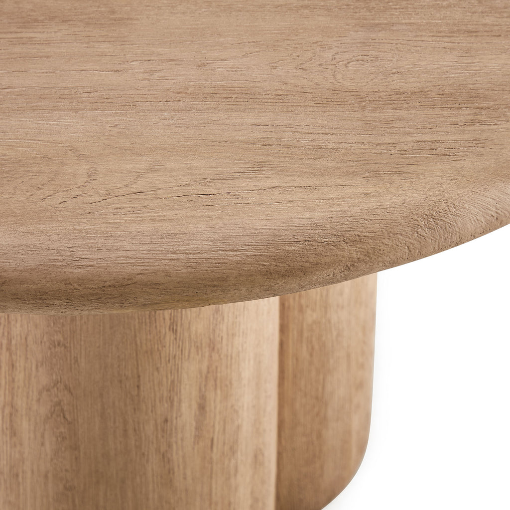 Tori 31 Inch Round Indoor and Outdoor Patio Coffee Table - Oak