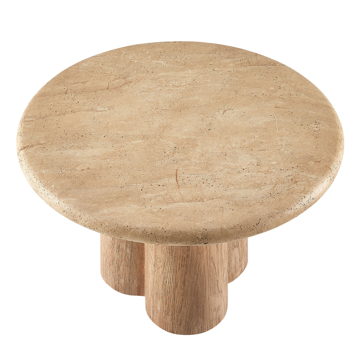 Tori 31 Inch Round Indoor and Outdoor Patio Coffee Table - Travertine