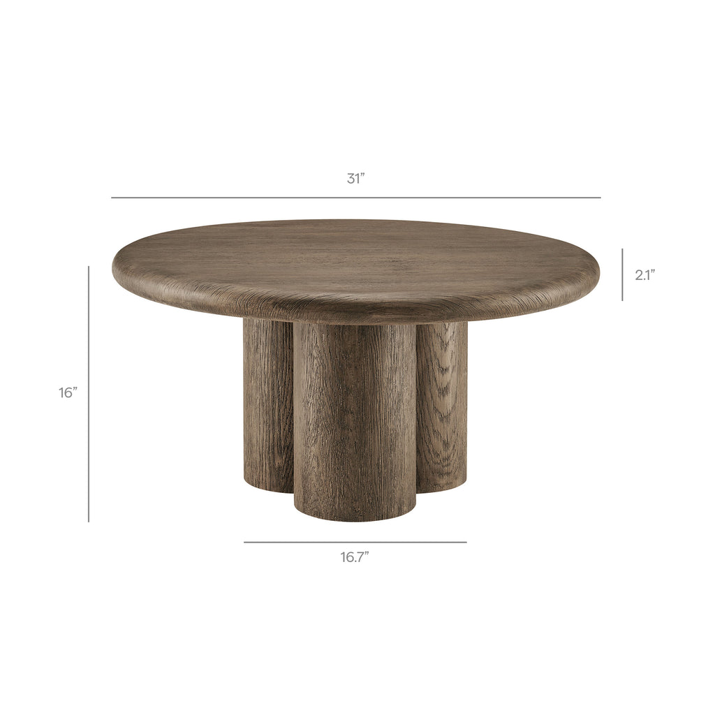 Tori 31 Inch Round Indoor and Outdoor Patio Coffee Table - Weathered Walnut