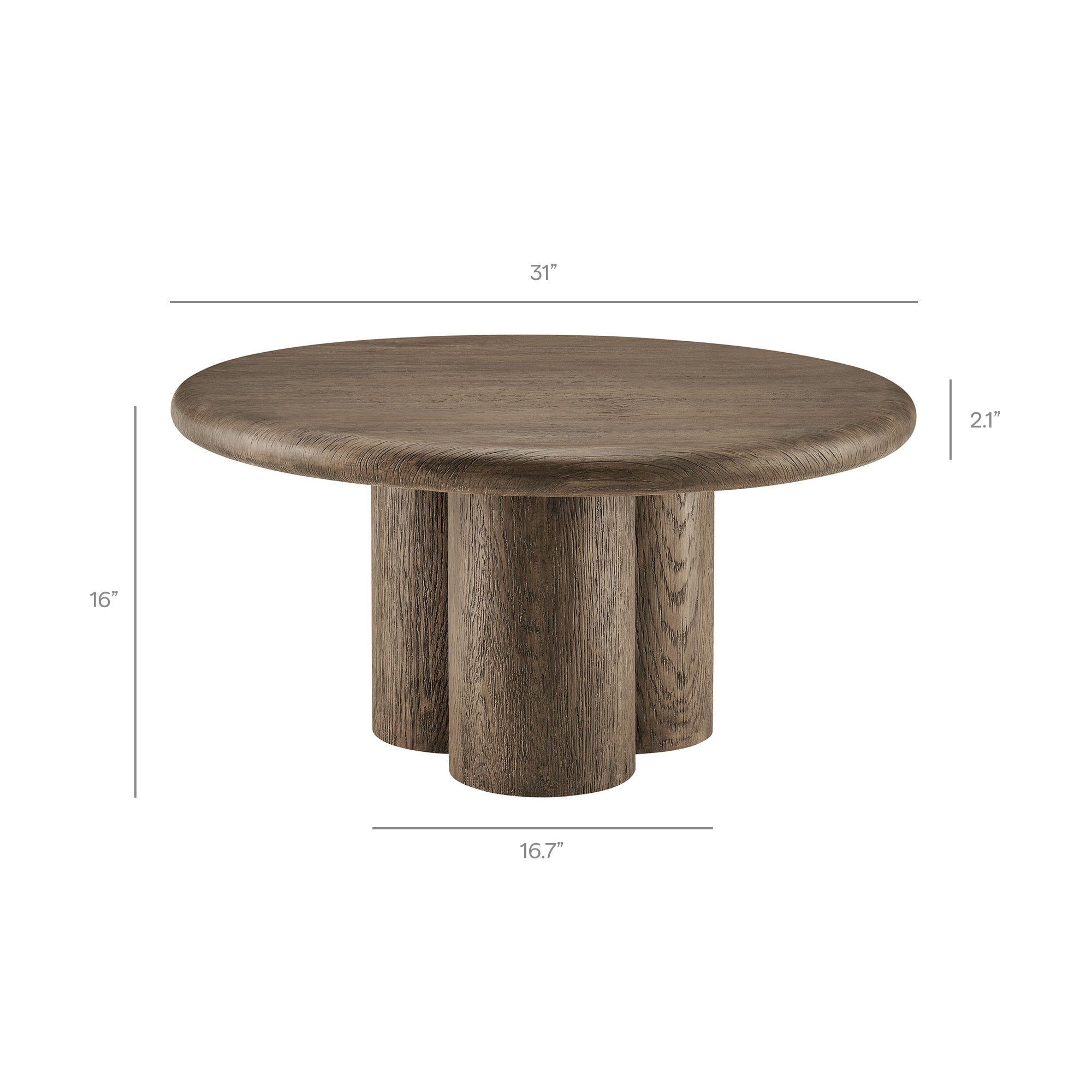 Tori 31 Inch Round Indoor and Outdoor Patio Coffee Table - Weathered Walnut