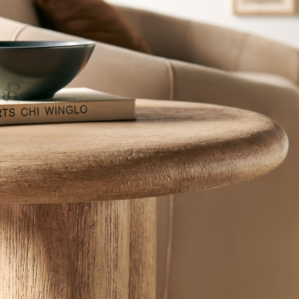 Tori 20 Inch Round Indoor and Outdoor Patio Side Table - Oak