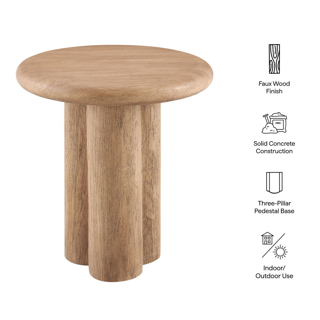 Tori 20 Inch Round Indoor and Outdoor Patio Side Table - Oak
